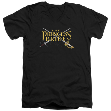 Black men's v-neck t-shirt with The Princess Bride Swords graphic