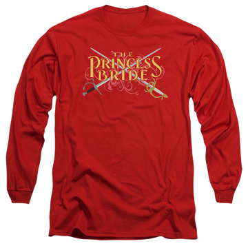 Red men's long sleeve t-shirt with The Princess Bride Swords graphic