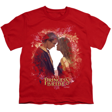Red youth t-shirt for ages 8 to 12 with The Princess Bride Young Love graphic
