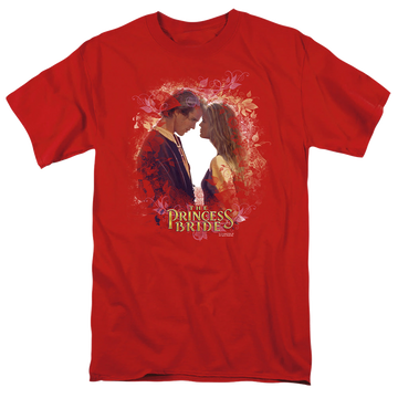 Red men's regular fit t-shirt with The Princess Bride Young Love graphic