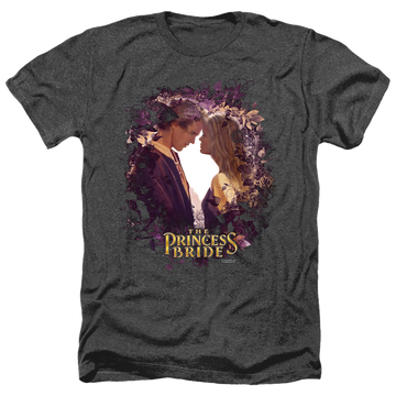 Black men's heather t-shirt with The Princess Bride Young Love graphic