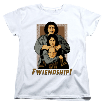 White women's t-shirt with The Princess Bride Fwiendship graphic