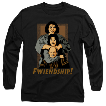 Black men's long sleeve t-shirt with The Princess Bride Fwiendship graphic
