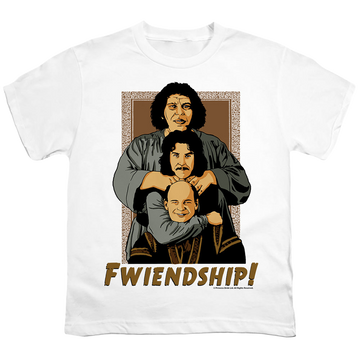 White kid's t-shirt for ages 4 to 7 with The Princess Bride Fwiendship graphic