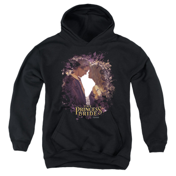 Black youth hoodie for ages 8 to 12 with The Princess Bride Young Love graphic