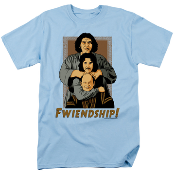 Light blue men's regular fit t-shirt with The Princess Bride Fwiendship graphic