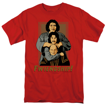 Red men's regular fit t-shirt with The Princess Bride Fwiendship graphic