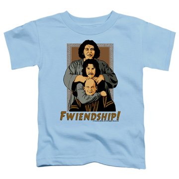 Light blue kid's t-shirt for ages 4 to 7 with The Princess Bride Fwiendship graphic