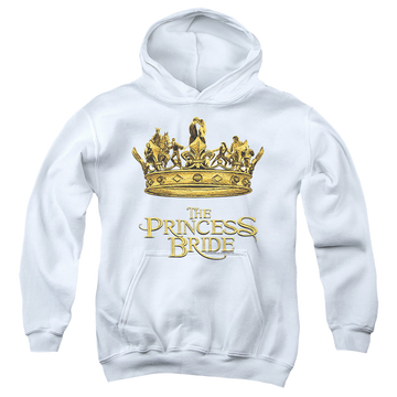 White youth hoodie for ages 8 to 12 with The Princess Bride Crown graphic