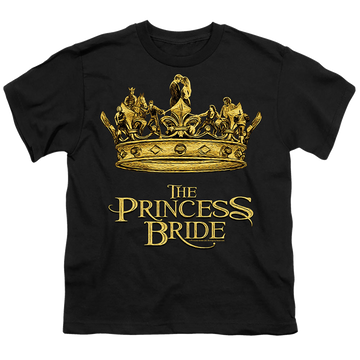 Black kid's t-shirt for ages 4 to 7 with The Princess Bride Crown graphic