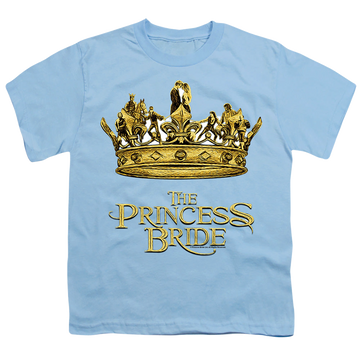 Light blue youth t-shirt for ages 8 to 12 with The Princess Bride Crown graphic