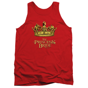 Red men's tank with The Princess Bride Crown graphic