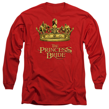 Red men's long sleeve t-shirt with The Princess Bride Crown graphic