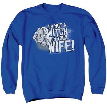 Royal men's crewneck sweatshirt with The Princess Bride Not A Witch graphic