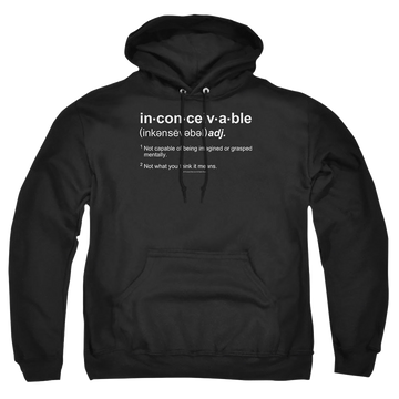 Black pullover hoodie with The Princess Bride Definition graphic