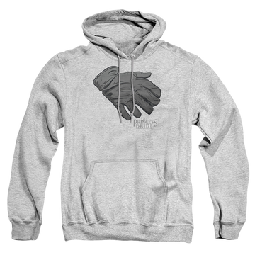 Athletic heather pullover hoodie with The Princess Bride Six Fingered Glove graphic