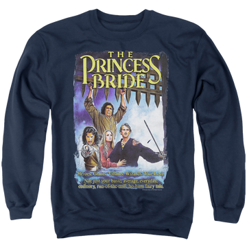 Navy men's crewneck sweatshirt with The Princess Bride Alt Poster graphic