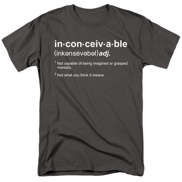 Charcoal men's regular fit t-shirt with The Princess Bride Definition graphic