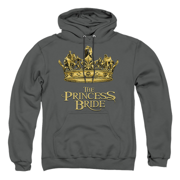 Charcoal pullover hoodie with The Princess Bride Crown graphic