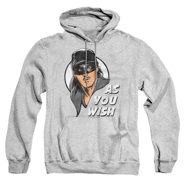 Athletic heather pullover hoodie with The Princess Bride As You Wish graphic