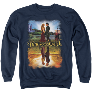 Navy men's crewneck sweatshirt with The Princess Bride Poster Reflection graphic