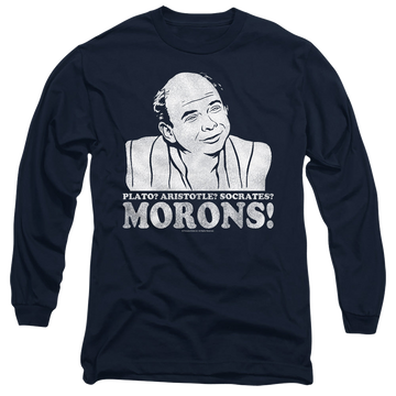 Navy men's long sleeve t-shirt with The Princess Bride Morons graphic
