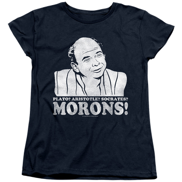 Navy women's t-shirt with The Princess Bride Morons graphic