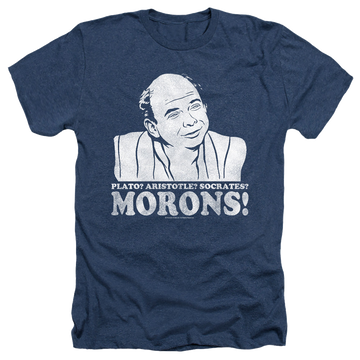 Navy men's heather t-shirt with The Princess Bride Morons graphic
