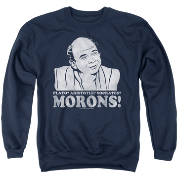 Navy men's crewneck sweatshirt with The Princess Bride Morons graphic