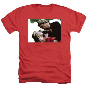 Red men's heather t-shirt with The Princess Bride As You Wish graphic