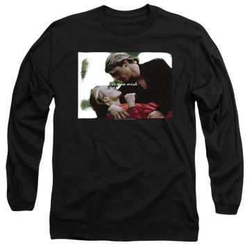 Black men's long sleeve t-shirt with The Princess Bride As You Wish graphic