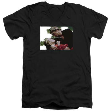 Black men's v-neck t-shirt with The Princess Bride As You Wish graphic