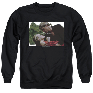 Black men's crewneck sweatshirt with The Princess Bride As You Wish graphic
