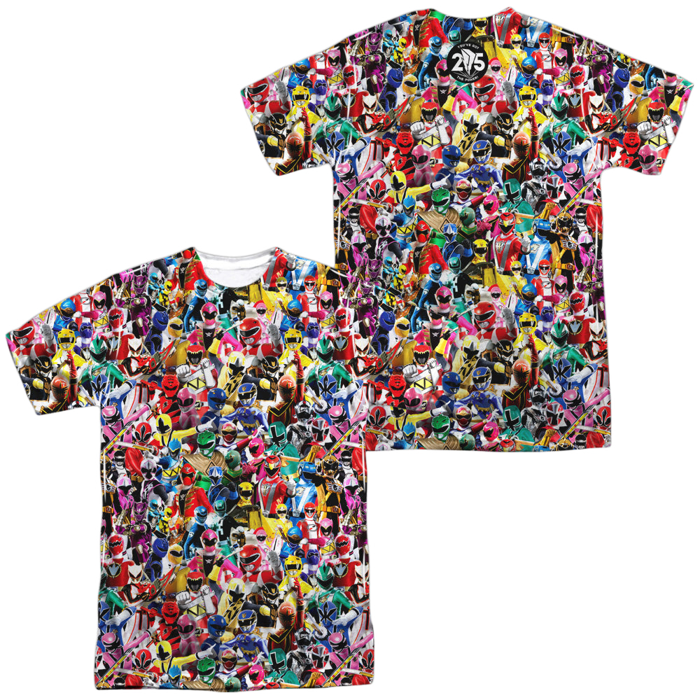 Mighty Morphin Power Rangers Crowd Of Rangers (Front/Back Print) - Men's All-Over Print T-Shirt Men's All-Over Print T-Shirt Power Rangers