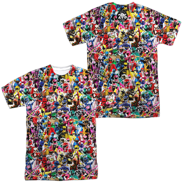 Mighty Morphin Power Rangers Crowd Of Rangers (Front/Back Print) - Men's All-Over Print T-Shirt Men's All-Over Print T-Shirt Power Rangers