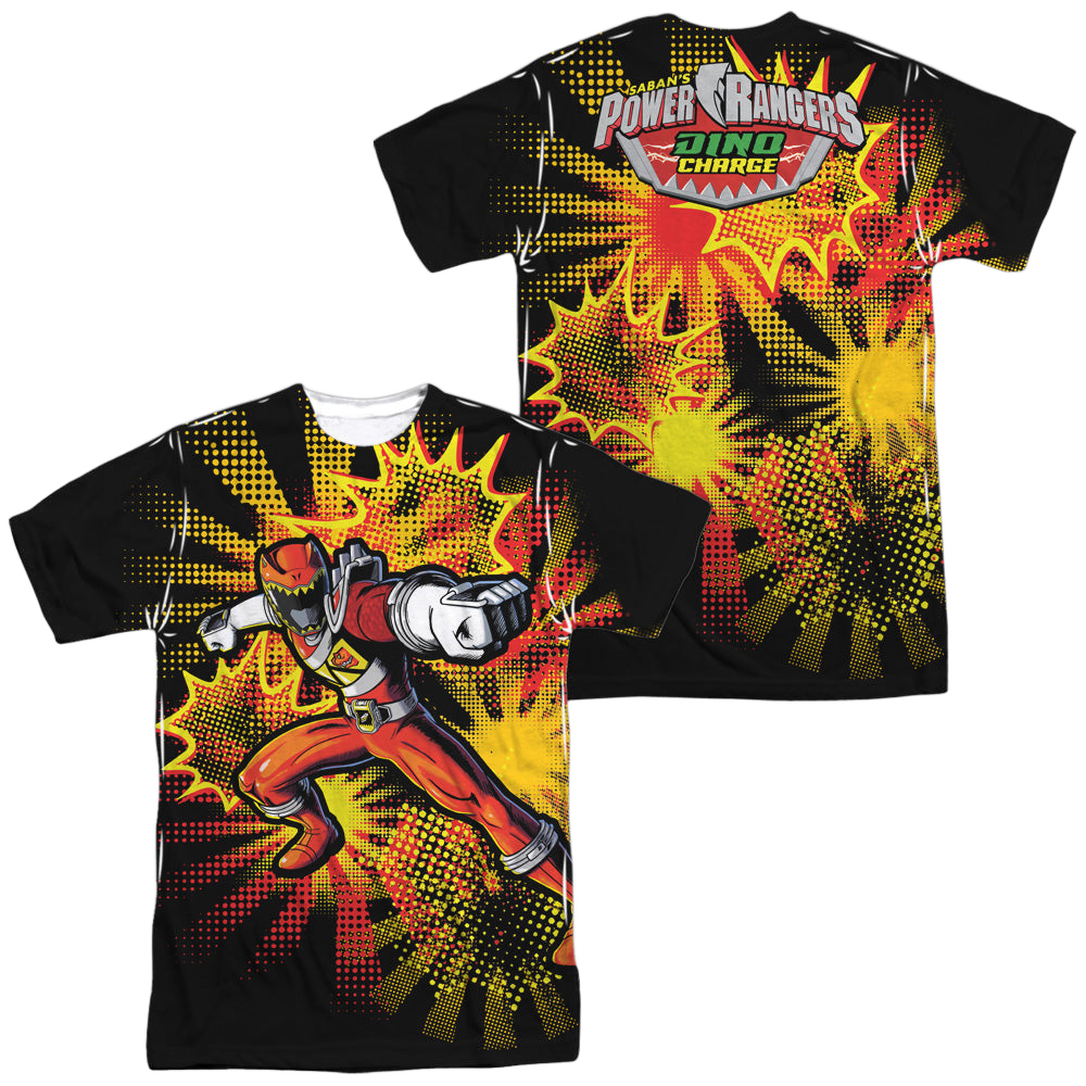 Power Rangers Dino Charge Red Ranger Burst (Front/Back Print) - Men's All-Over Print T-Shirt Men's All-Over Print T-Shirt Power Rangers