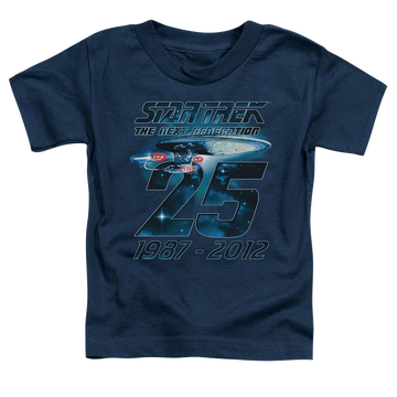 Navy kid's t-shirt for ages 4 to 7 with Star Trek The Next Generation Enterprise 25 graphic