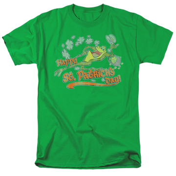 Kelly green men's regular fit t-shirt with St. Patrick's Day Looney Tunes/Michigan J graphic