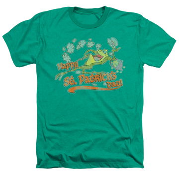 Kelly green men's heather t-shirt with St. Patrick's Day Looney Tunes/Michigan J graphic