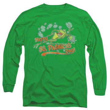 Kelly green men's long sleeve t-shirt with St. Patrick's Day Looney Tunes/Michigan J graphic