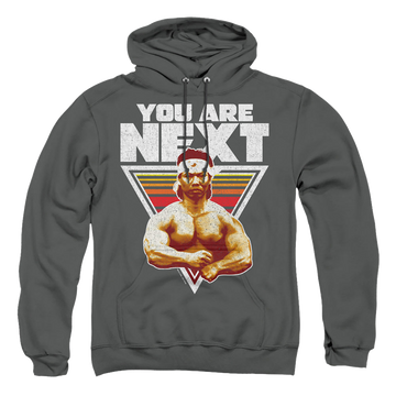 Charcoal pullover hoodie with Bloodsport You Are Next graphic