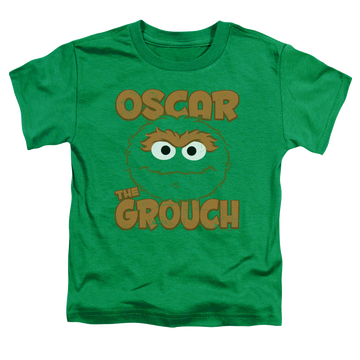 Kelly green kid's t-shirt for ages 4 to 7 with Sesame Street Oscar Sandwich graphic