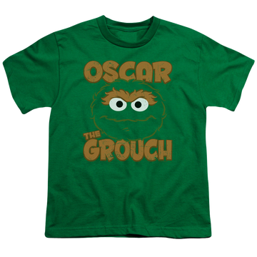 Kelly green youth t-shirt for ages 8 to 12 with Sesame Street Oscar Sandwich graphic