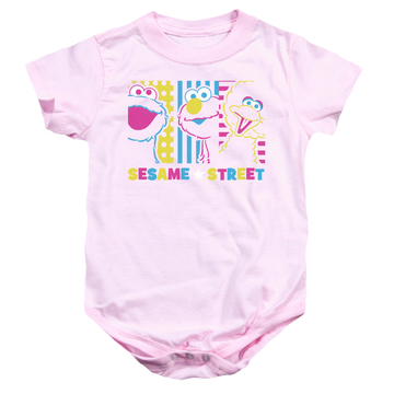 Pink baby bodysuit with Sesame Street See Em Why graphic