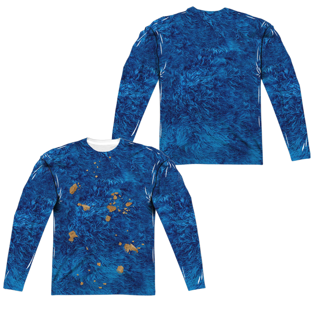 Sesame Street Cookie Moster Costume (Front/Back Print) - Men's All-Over Print Long Sleeve Men's All-Over Print Long Sleeve Sesame Street
