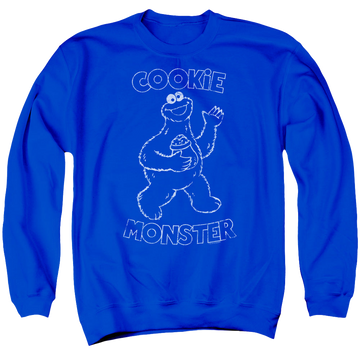 Royal men's crewneck sweatshirt with Sesame Street Simple Cookie graphic
