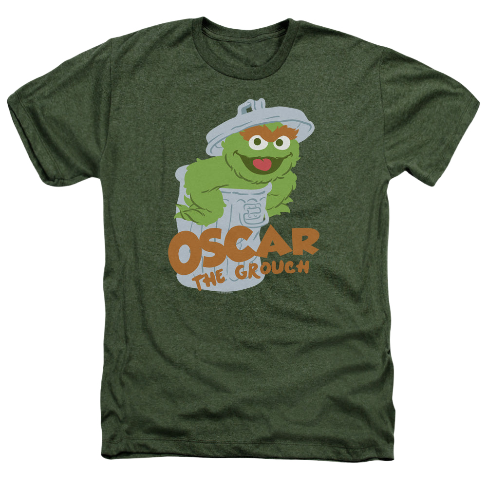 Sesame Street Flat Oscar - Men's Heather T-Shirt Men's Heather T-Shirt Sesame Street
