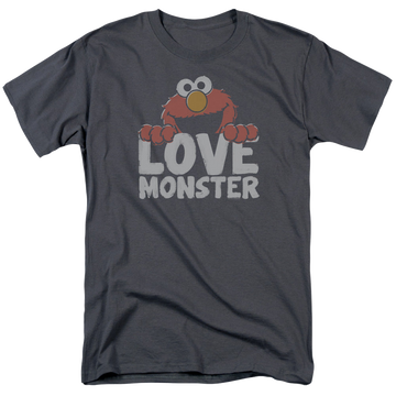 Charcoal men's regular fit t-shirt with Sesame Street Love Monster graphic