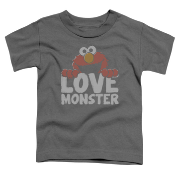 Charcoal kid's t-shirt for ages 4 to 7 with Sesame Street Love Monster graphic