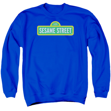 Royal men's crewneck sweatshirt with Sesame Street Logo graphic
